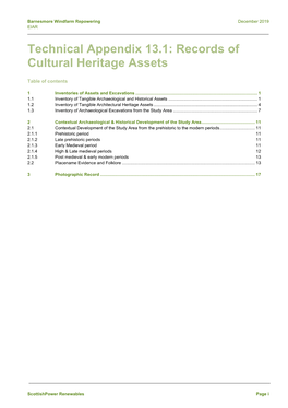 Technical Appendix 13.1: Records of Cultural Heritage Assets