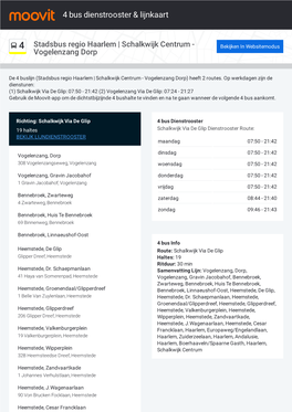 4 Bus Dienstrooster & Lijnroutekaart