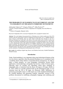 123 the Probability of Flooding Wave Occurrence