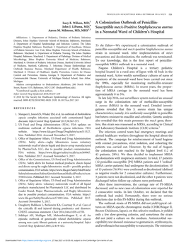 A Colonization Outbreak of Penicillin- Susceptible Meca-Positive