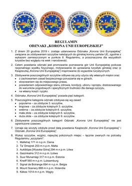 Regulamin Odznaki „Korona Unii Europejskiej” 1