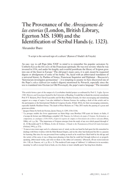 London, British Library, Egerton MS. 1500) and the Identiﬁcation of Scribal Hands (C