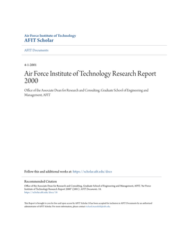 Air Force Institute of Technology Research Report 2000 Office of the Associate Dean for Research and Consulting, Graduate School of Engineering and Management, AFIT