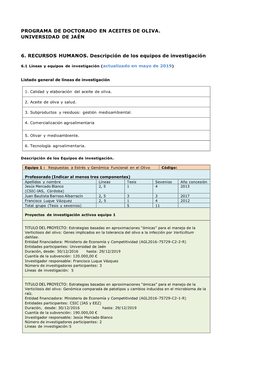 Equipos Programa De Doctorado En Aceites De