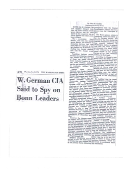 W. German CIA Said to Spy on Bonn Leaders