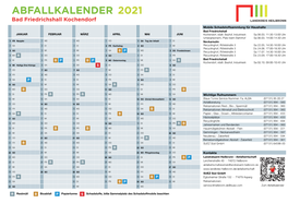 ABFALLKALENDER 2021 Bad Friedrichshall Kochendorf