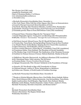 The Ukraine List (UKL) #463 Compiled by Dominique Arel Chair of Ukrainian Studies, U of Ottawa 11 December 2013