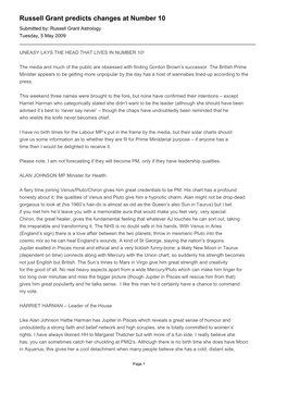 Russell Grant Predicts Changes at Number 10 Submitted By: Russell Grant Astrology Tuesday, 5 May 2009