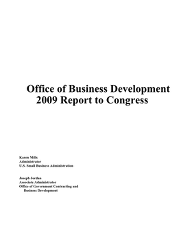 Office of Business Development 2009 Report to Congress