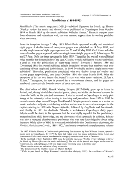 Musikbladet (1884-1895) Copyright © 1997 RIPM Consortium Ltd Répertoire International De La Presse Musicale ( Musikbladet (1884-1895)