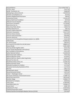 Nonprofit Name Sum of Net Total 4 N.I.N.E