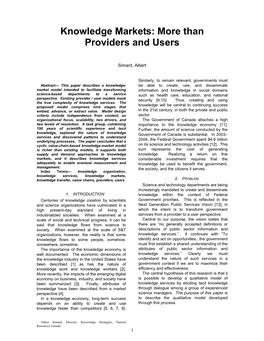 Knowledge Markets: More Than Providers and Users