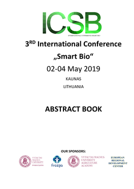3RD International Conference „Smart Bio“ 02-04 May 2019 ABSTRACT BOOK