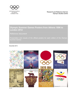 Olympic Summer Games Posters from Athens 1896 to London 2012 Reference Document