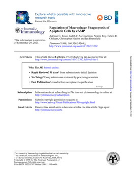 Apoptotic Cells by Camp Regulation of Macrophage Phagocytosis Of