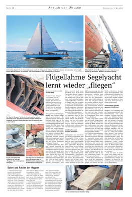 Flügellahme Segelyacht Lernt Wieder „Fliegen“