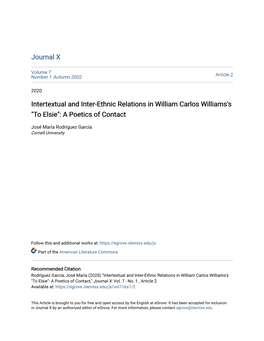 Intertextual and Inter-Ethnic Relations in William Carlos Williams's 