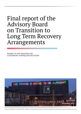 Final Report of the Advisory Board on Transition to Long Term Recovery Arrangements