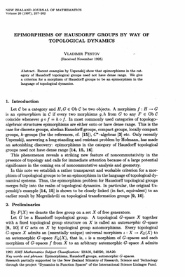 Vladimir Pestov, Epimorphisms of Hausdorff Groups by Way Of