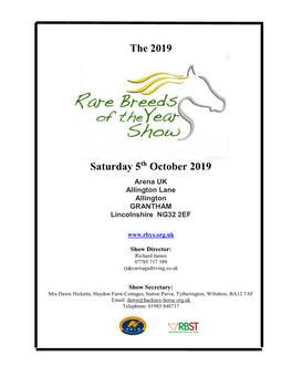 2019 Rare Breeds of the Year Show Schedule