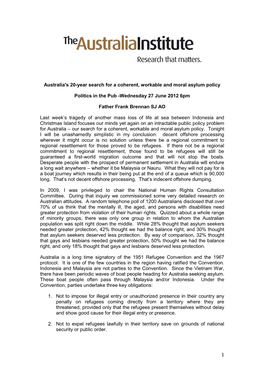 Australia's 20-Year Search for a Coherent, Workable and Moral Asylum Policy