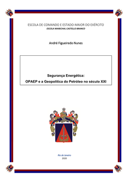 André Figueiredo Nunes Segurança Energética: OPAEP E a Geopolítica