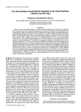 Sex Determination and Polyploid Gigantism in the Dwarf Surfclam (Mulinia Lateralis Say)