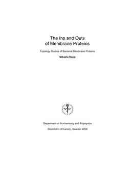The Ins and Outs of Membrane Proteins