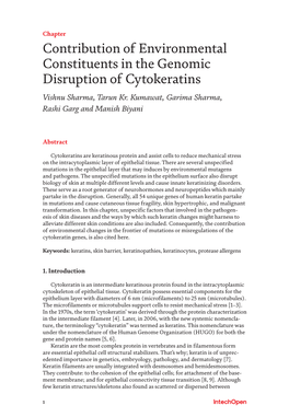 Contribution of Environmental Constituents in the Genomic Disruption of Cytokeratins Vishnu Sharma, Tarun Kr