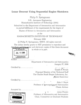 Lunar Descent Using Sequential Engine Shutdown Philip N. Springmann AR