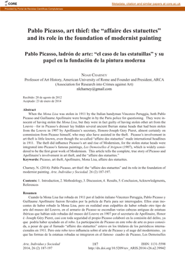 Pablo Picasso, Art Thief: the “Affaire Des Statuettes” and Its Role in the Foundation of Modernist Painting