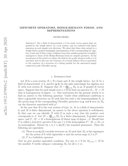 Arxiv:1912.07995V2 [Math.RT] 20 Apr 2020 F Nioopim Eoeby Denote Isomorphism