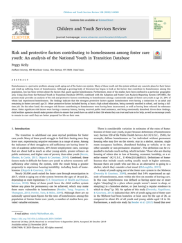 Risk and Protective Factors Contributing to Homelessness Among Foster Care Youth: an Analysis of the National Youth in Transition Database T