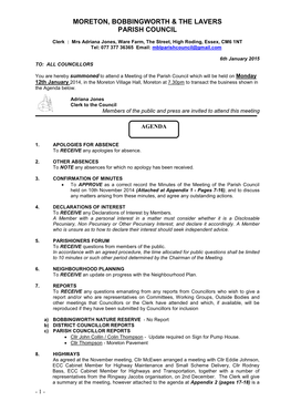 Moreton, Bobbingworth & the Lavers Parish Council