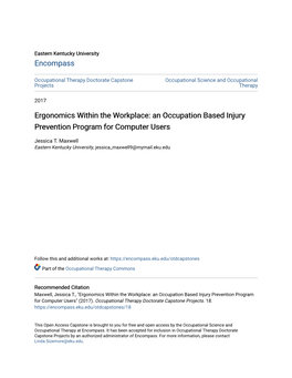 Ergonomics Within the Workplace: an Occupation Based Injury Prevention Program for Computer Users