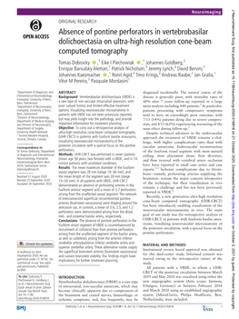 Absence of Pontine Perforators in Vertebrobasilar Dolichoectasia On