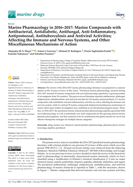 Marine Pharmacology in 2016–2017