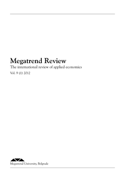 Megatrend Review the International Review of Applied Economics Vol