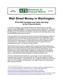 Wall Street Money in Washington 2019–2020 Campaign and Lobby Spending by the Financial Sector