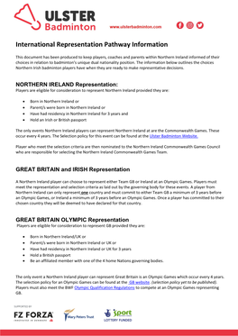 International Representation Pathway Information