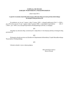 Uchwała Nr 3551/2021 Zarządu Województwa Wielkopolskiego