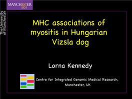 MHC Associations of Myositis in Hungarian Vizsla Dog