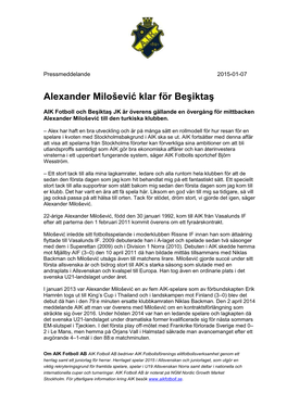 Alexander Milošević Klar För Beşiktaş