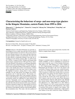 Article Is Available S., and Stoffel, M.: the State and Fate of Himalayan Glaciers, Sci- Online At