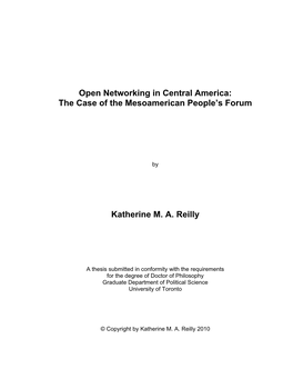 The Case of the Mesoamerican People's Forum Katherine MA Reilly