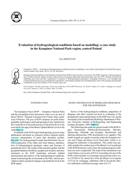 Evaluation of Hydrogeological Conditions Based on Modelling: a Case Study in the Kampinos National Park Region, Central Poland