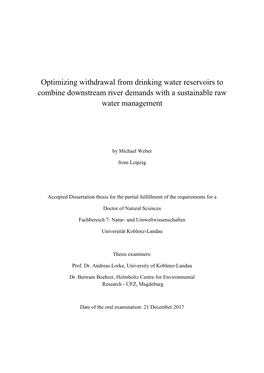 Optimizing Withdrawal from Drinking Water Reservoirs to Combine Downstream River Demands with a Sustainable Raw Water Management