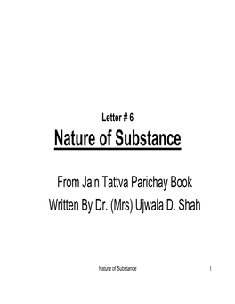 Nature of Substance