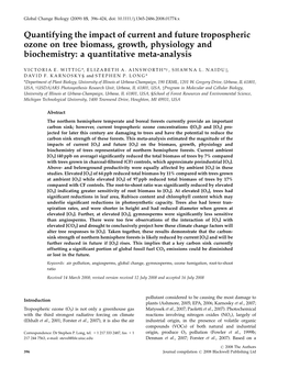 Quantifying the Impact of Current and Future Tropospheric Ozone on Tree Biomass, Growth, Physiology and Biochemistry: a Quantitative Meta-Analysis