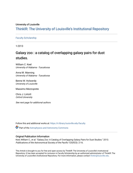 A Catalog of Overlapping Galaxy Pairs for Dust Studies